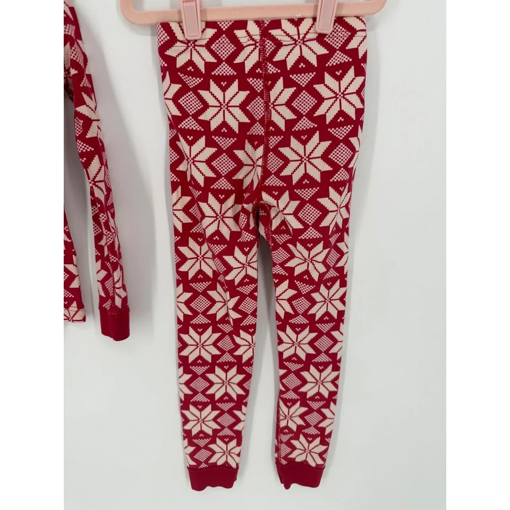 Hanna Andersson Kids Size 6-7 Red Snowflake Fair Isle Organic Cotton Pajama Set